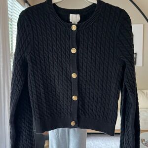 H&M Black Cable Knit Sweater with Gold Buttons